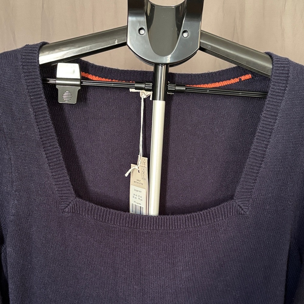 NWT Boden Square Neck Wool Blend Navy Blue Long Sleeve Sweater Dress - Picture 4 of 7